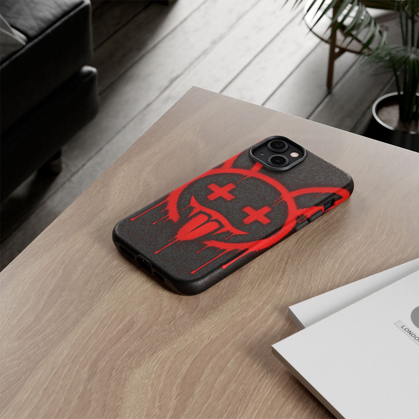 Phone Case - Metallic Souls Red Drip Smiley Graffiti Design
