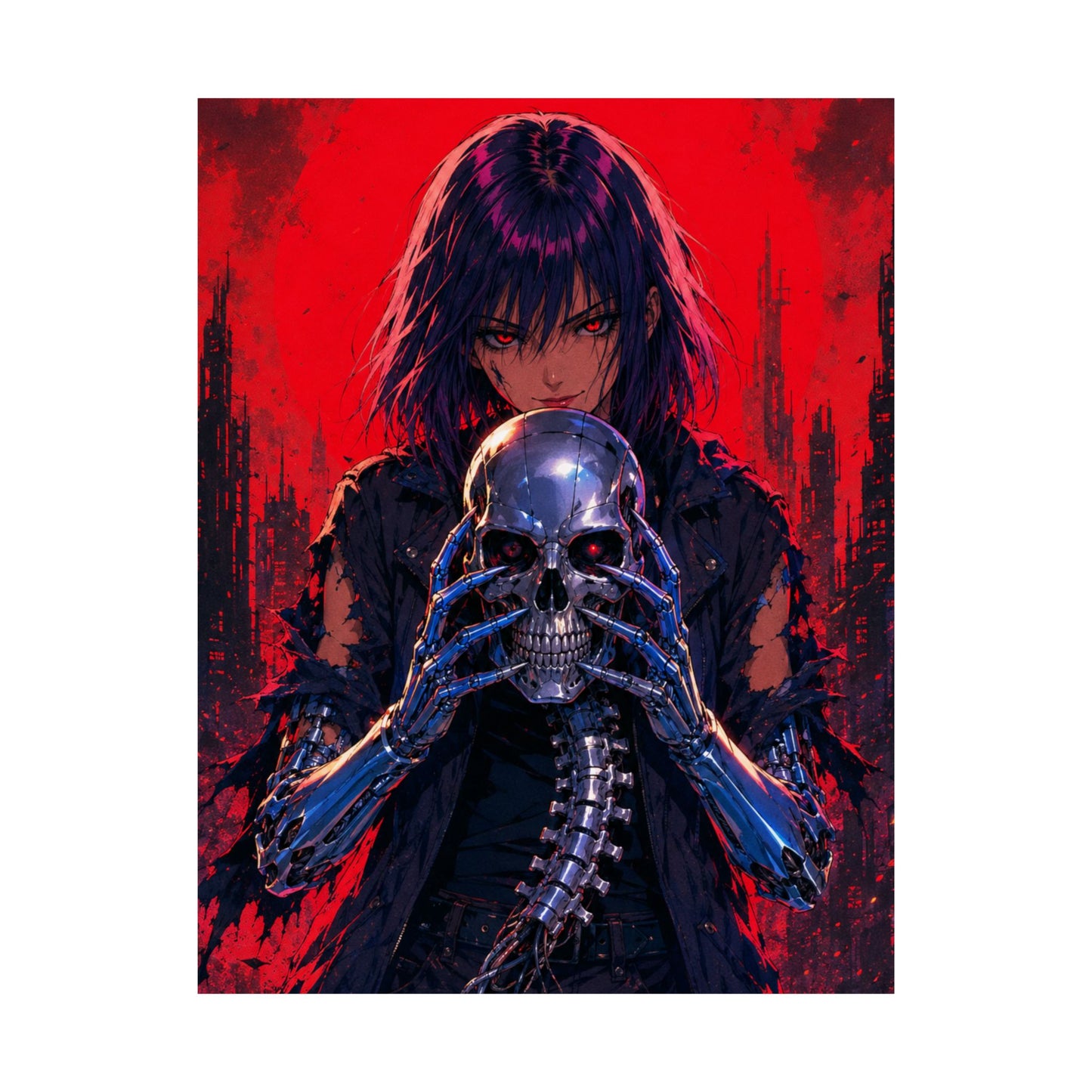 Metallic Souls Skull Poster — Gothic Anime Matte Vertical Wall Art