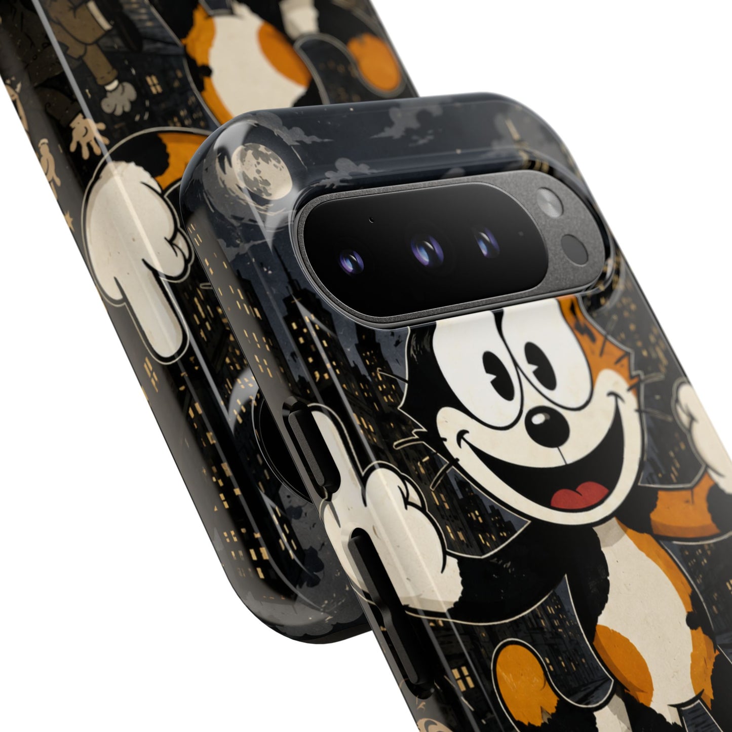 Vintage Cartoon Cat Phone Case — Edgy Felix-Style Illustration