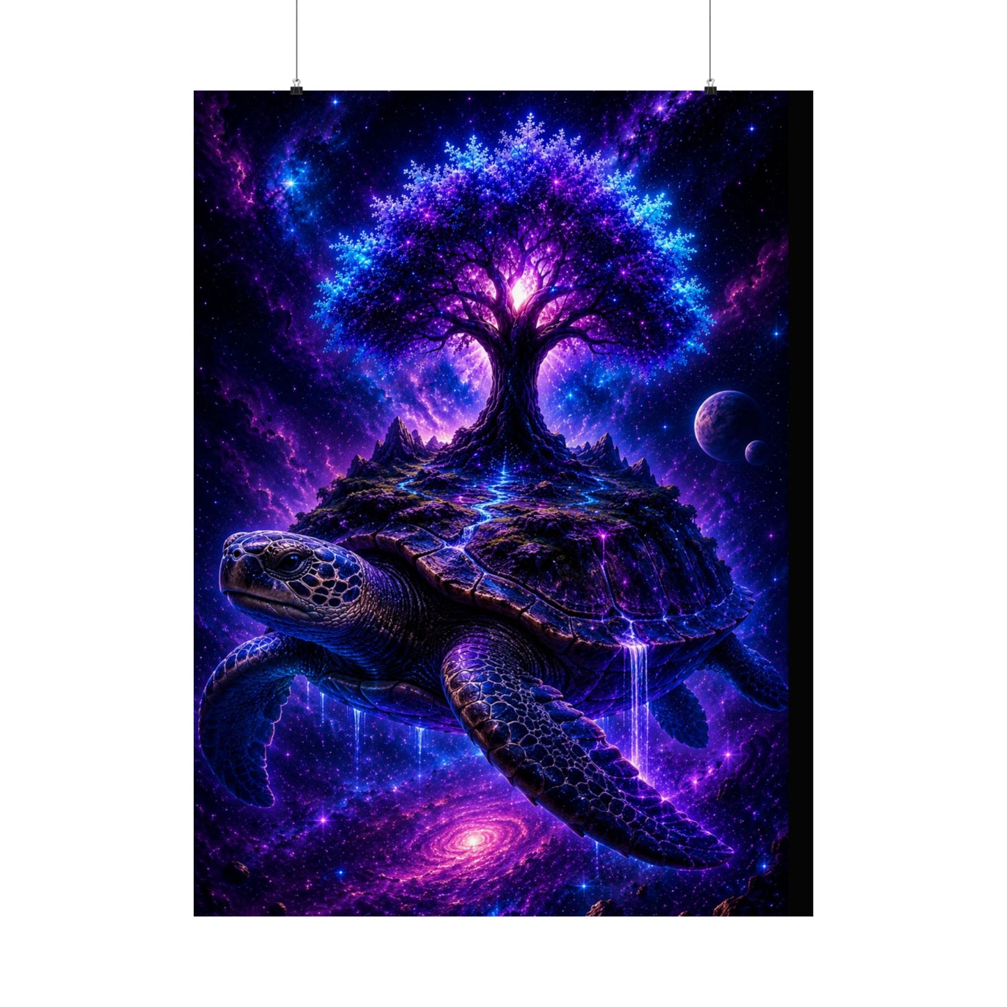 Cosmic Turtle Poster — Mystic Tree on Turtle Shell Matte Vertical Wall Art