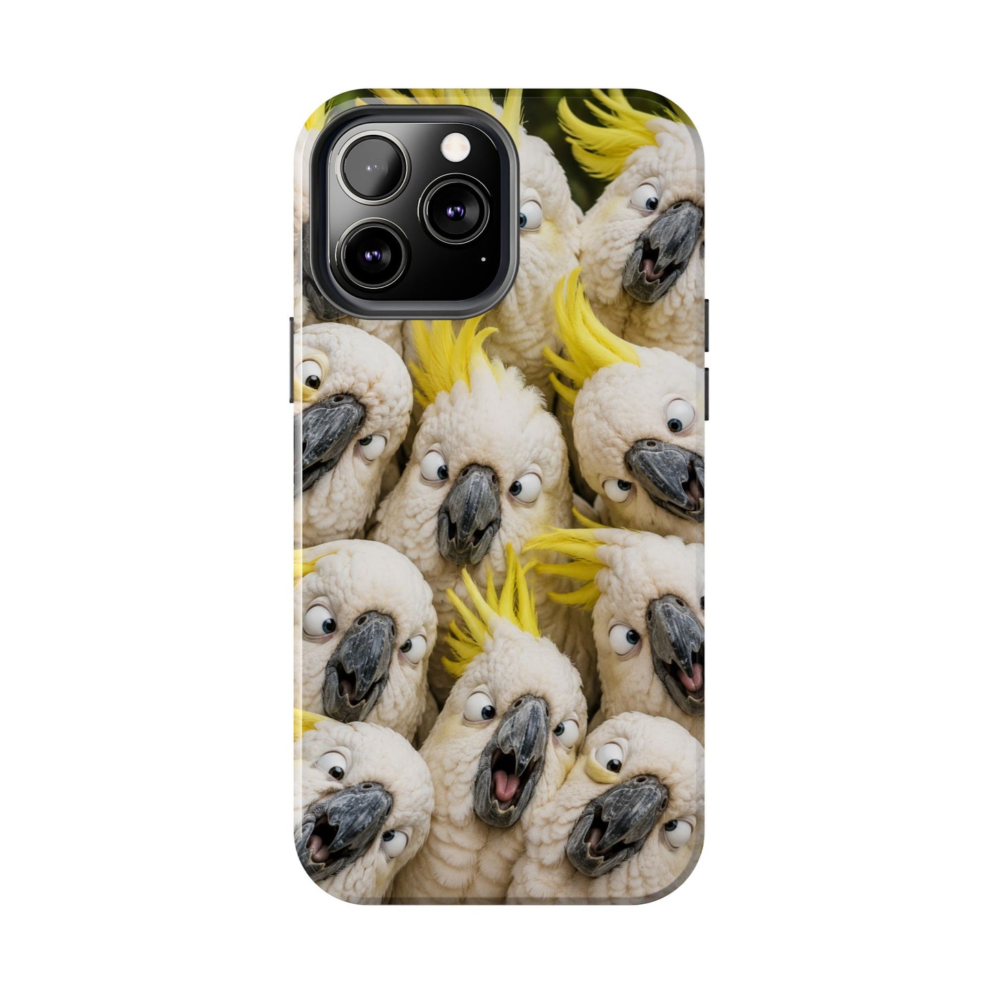 Cockatoo Collage Tough Phone Case — Funny Yellow Crested Bird Protective Phone Cover