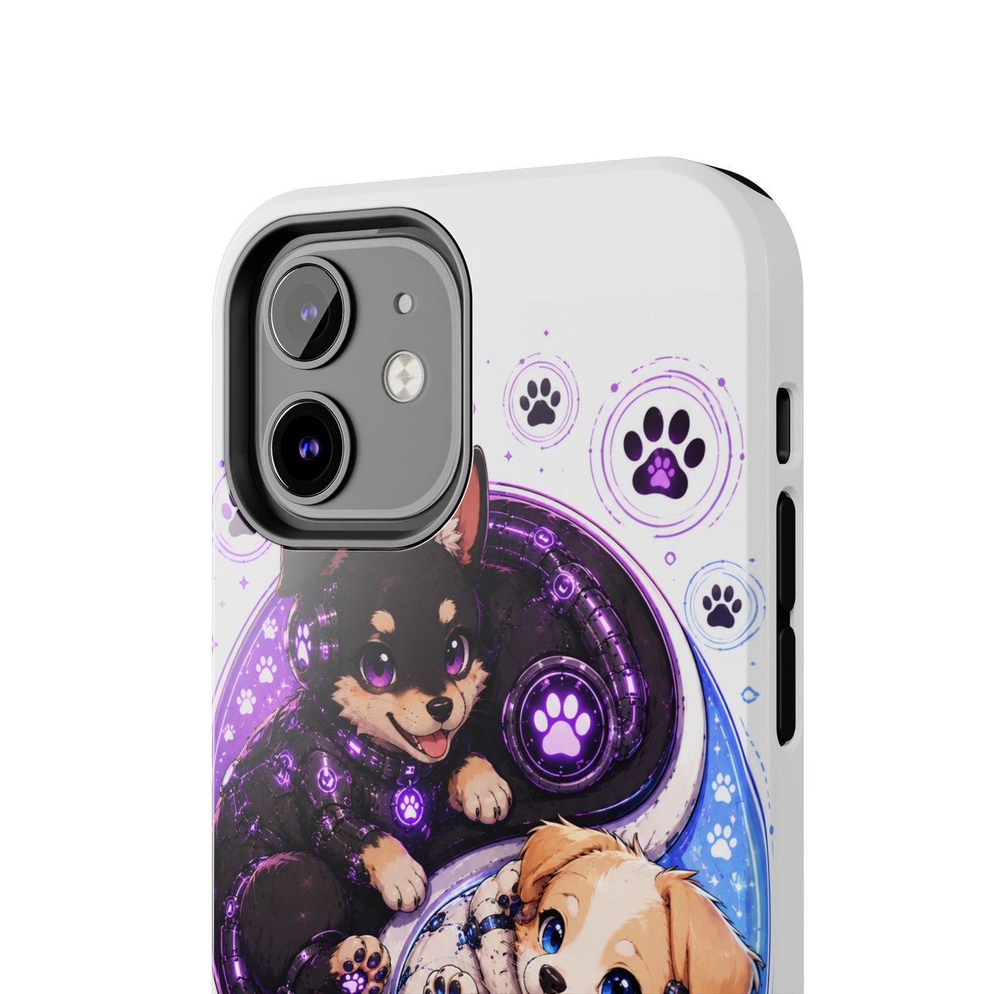 Yin Yang Puppy Tough Phone Case — Cute Paw Print Dog Protector