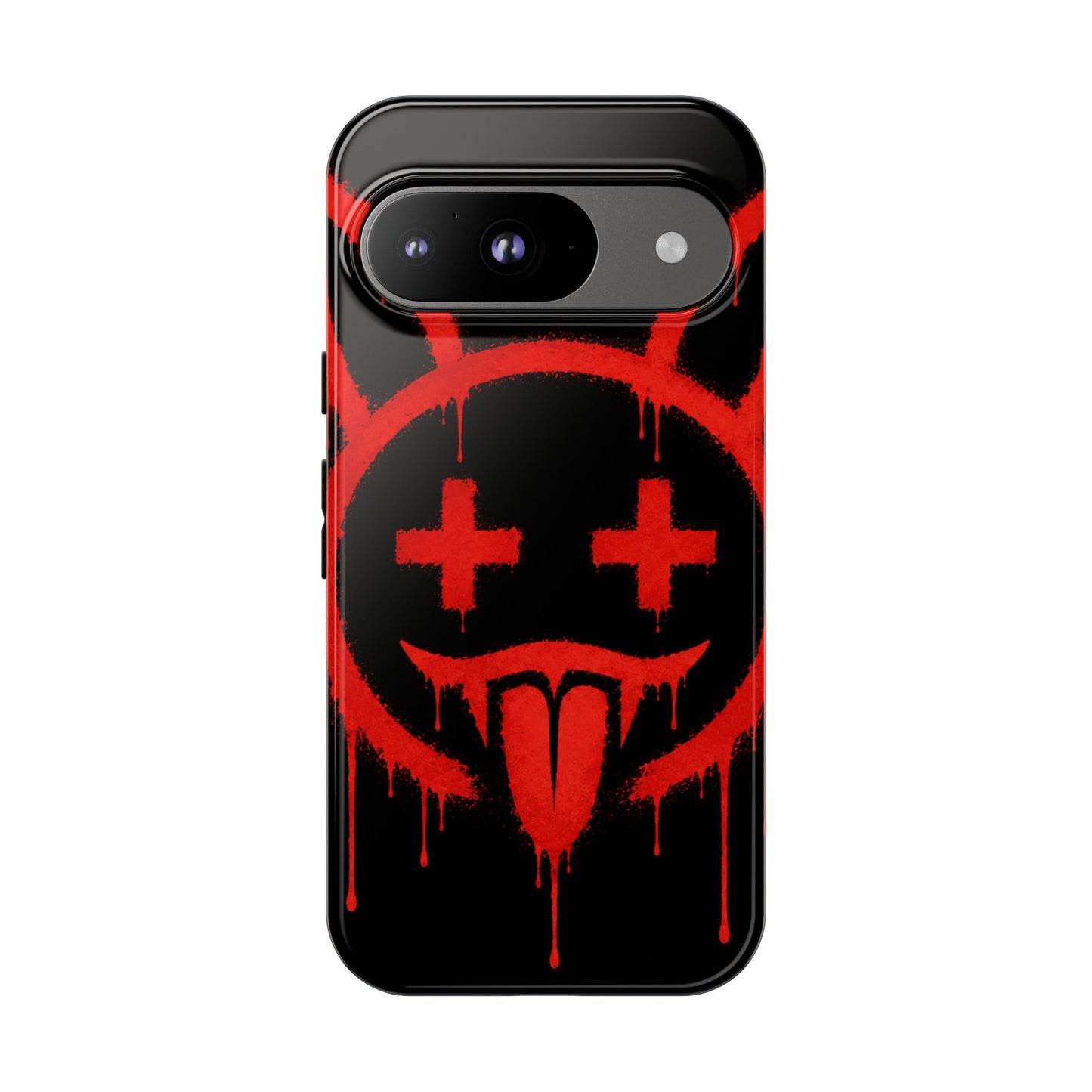 Phone Case - Metallic Souls Red Drip Smiley Graffiti Design