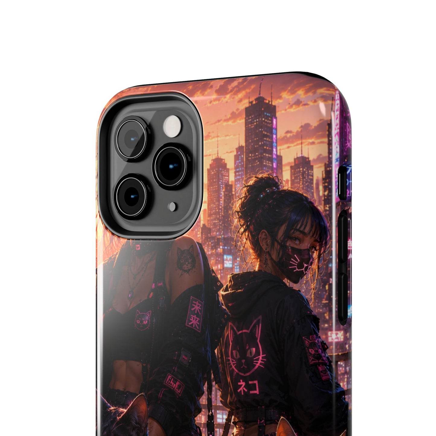 Cyberpunk Pack: Tough Phone Case with Neon Panther & City Sunset