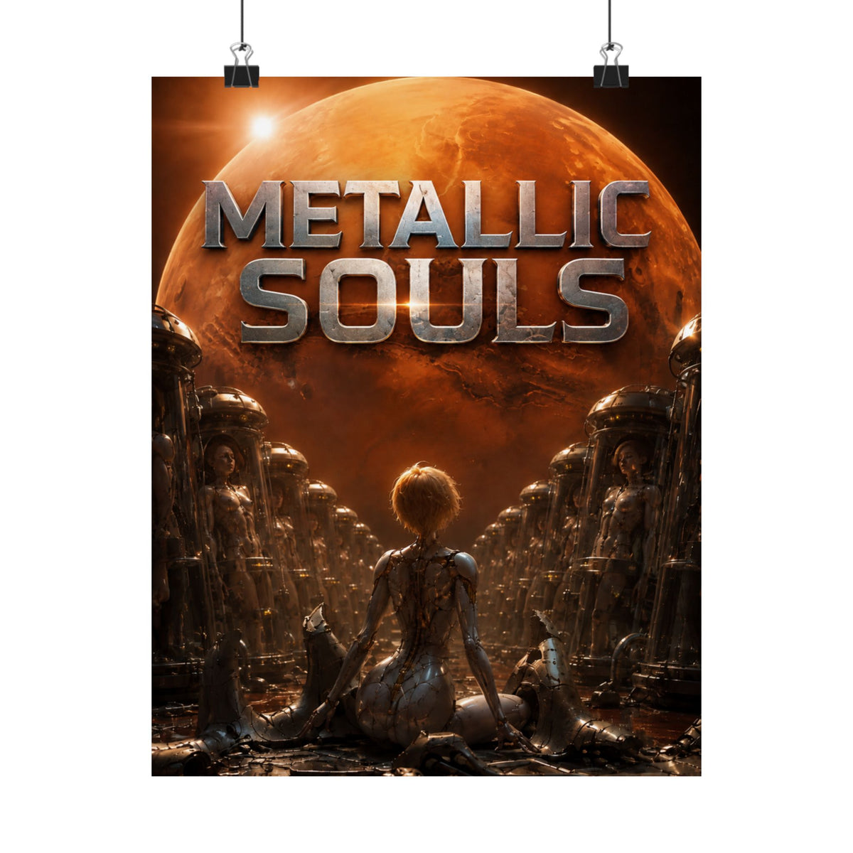 Metallic Souls Matte Poster — Sci‑Fi Planet Artwork