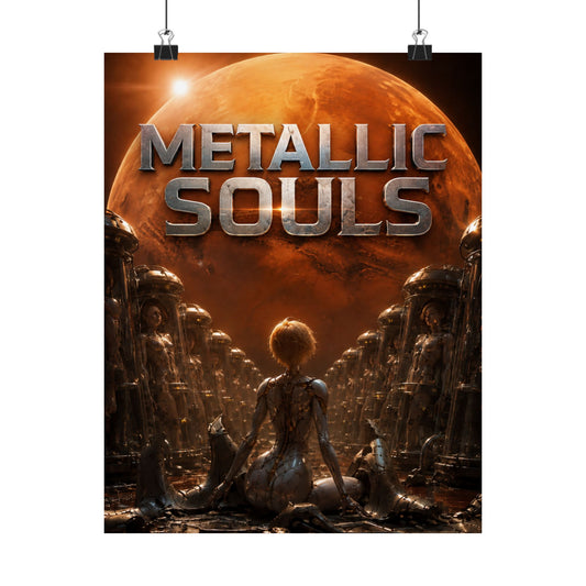 Metallic Souls Matte Poster — Sci‑Fi Planet Artwork