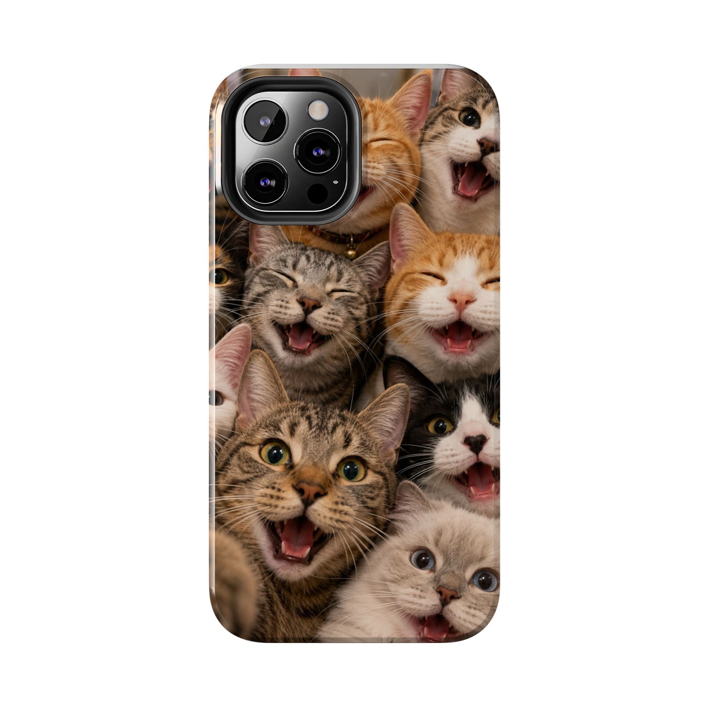 Tough Smiling Cats Collage Phone Case – Cute Cat Faces for iPhone