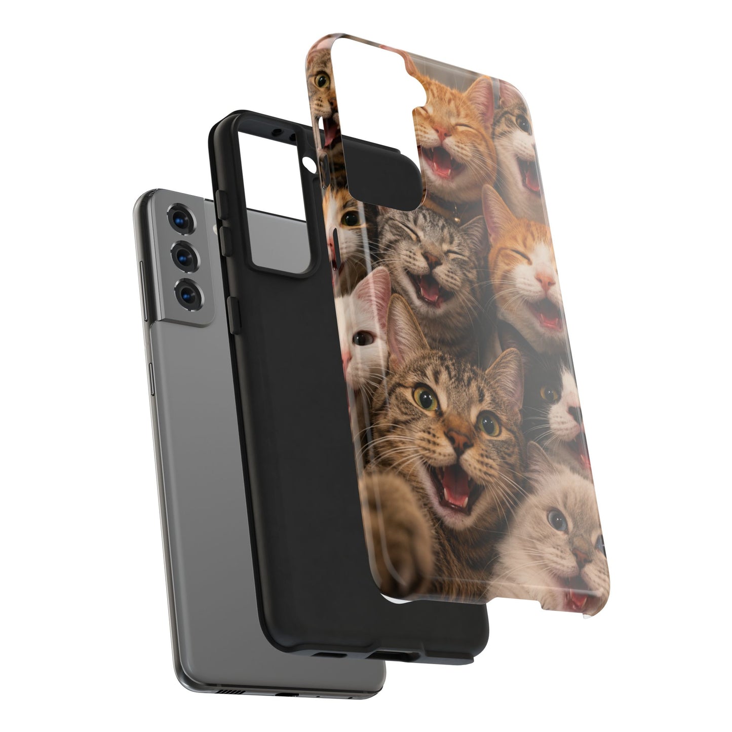 Tough Smiling Cats Collage Phone Case – Cute Cat Faces for iPhone