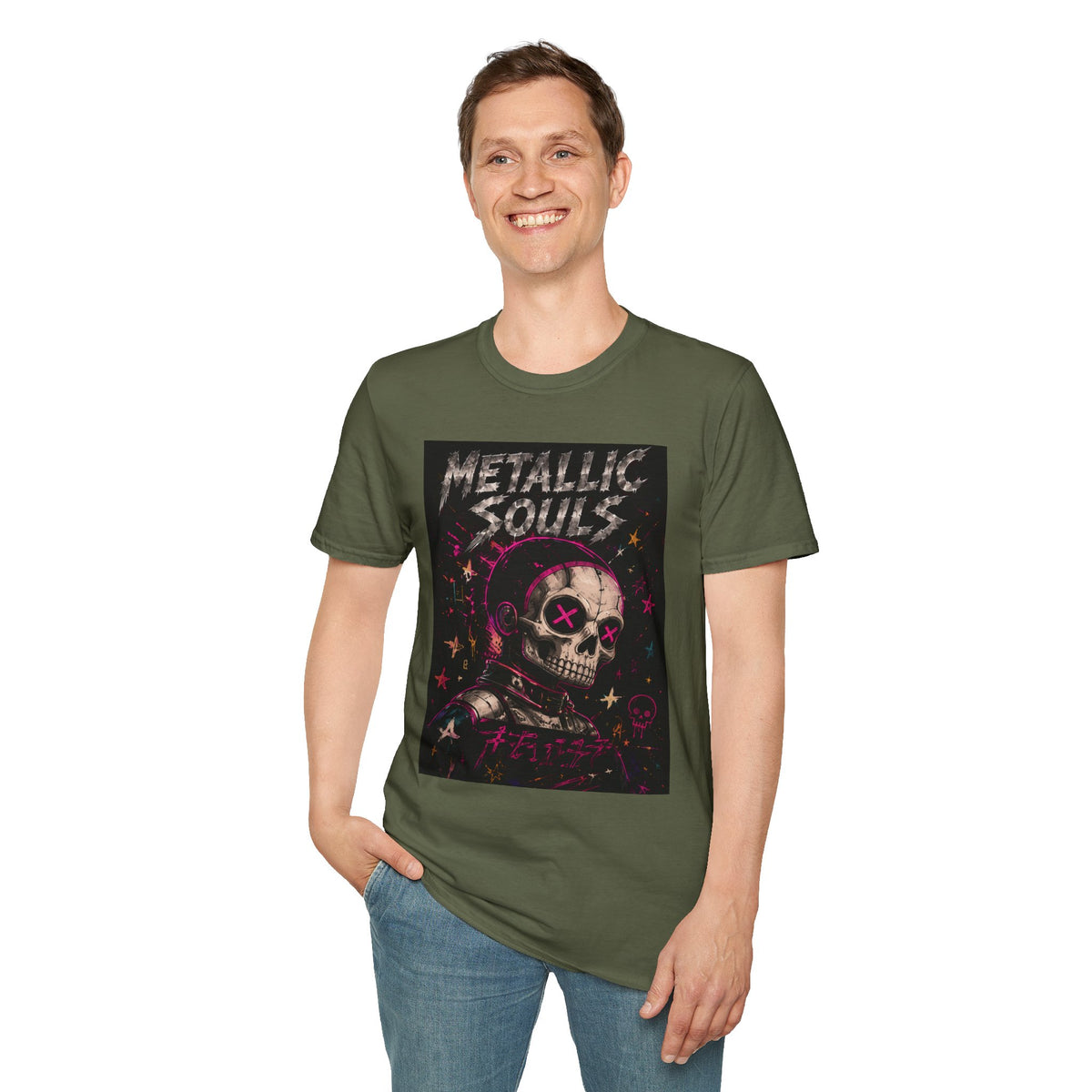 Metallic Souls Skull T‑Shirt — Retro Grunge Rock Tee