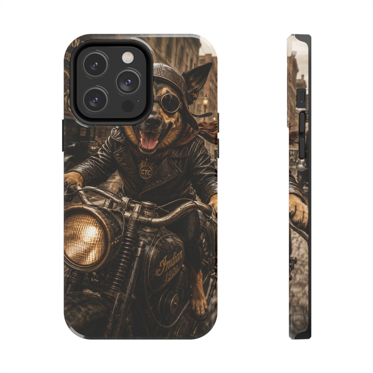 Phone Case — Biker Dog Riding Motorcycle Protective Tough Cover