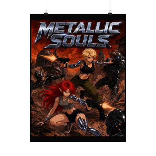 Metallic Souls Poster — Anime Sci‑Fi Action Matte Vertical Print