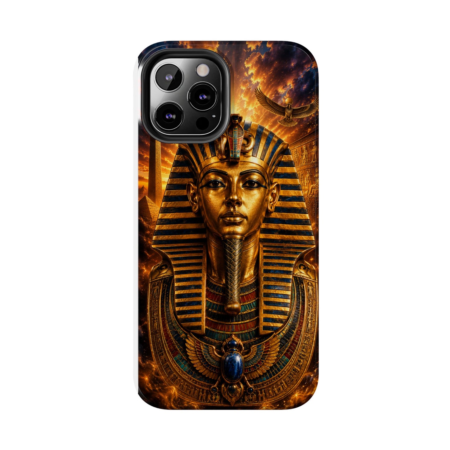 Egyptian Pharaoh Tough Phone Case — Protective Golden Tutankhamun Design