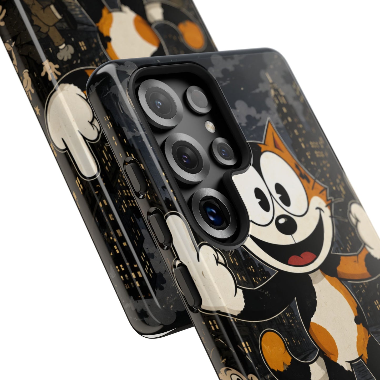 Vintage Cartoon Cat Phone Case — Edgy Felix-Style Illustration