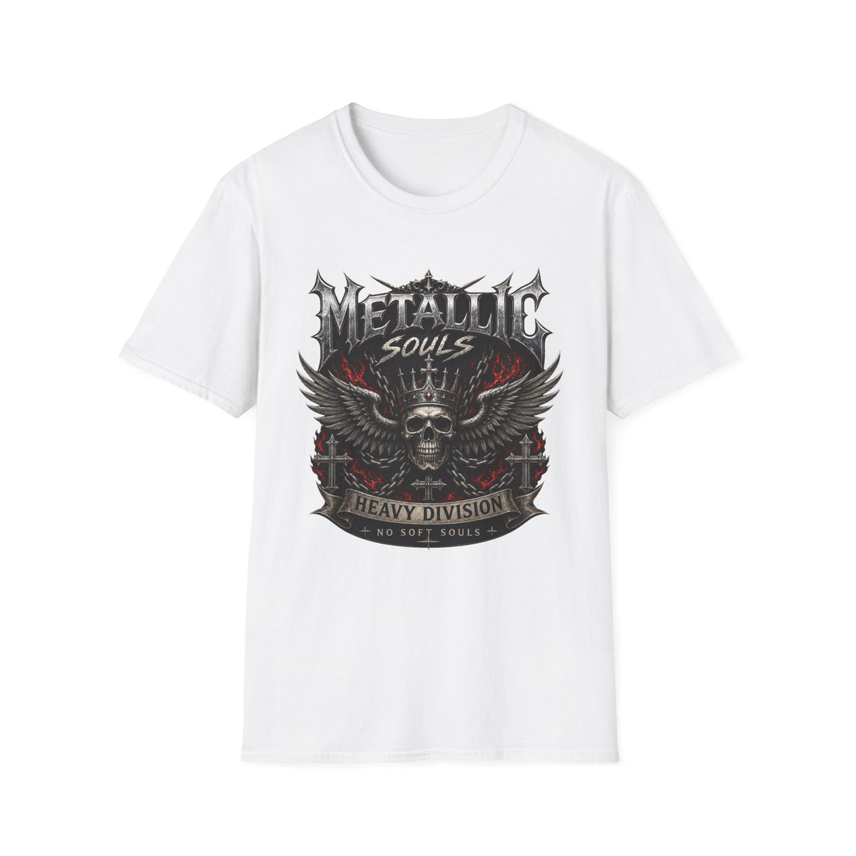 Metallic Souls Graphic T-Shirt — Gothic Skull & Wings Heavy Metal Tee