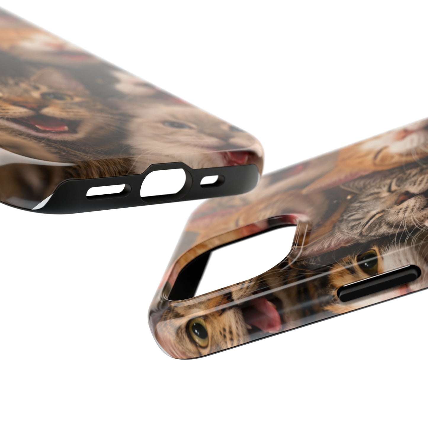 Tough Smiling Cats Collage Phone Case – Cute Cat Faces for iPhone