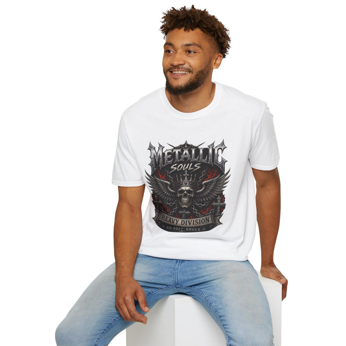 Metallic Souls Graphic T-Shirt — Gothic Skull & Wings Heavy Metal Tee