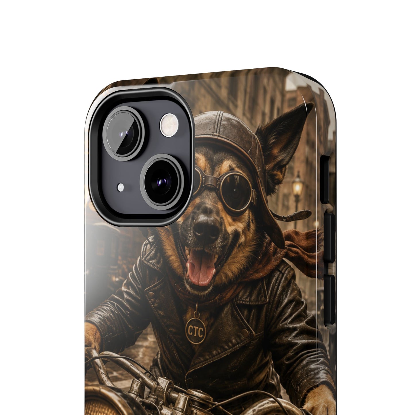 Phone Case — Biker Dog Riding Motorcycle Protective Tough Cover