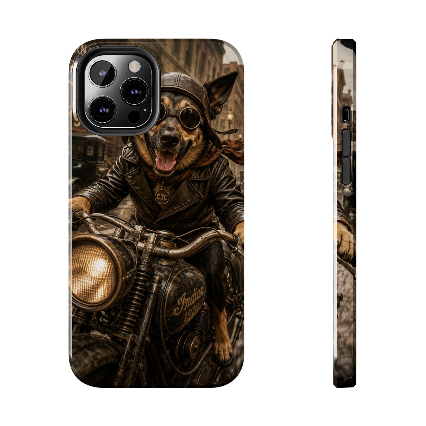 Phone Case — Biker Dog Riding Motorcycle Protective Tough Cover