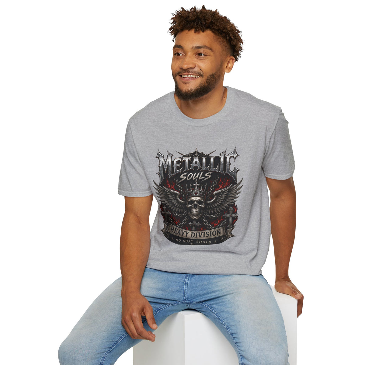 Metallic Souls Graphic T-Shirt — Gothic Skull & Wings Heavy Metal Tee