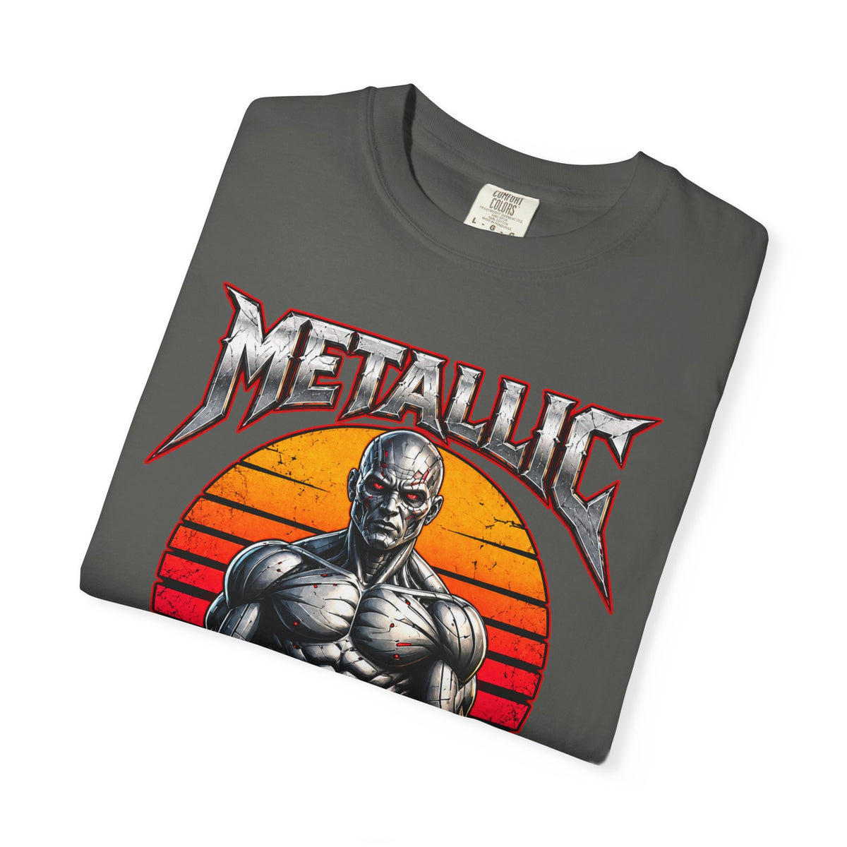 Metallic Souls T-Shirt — Retro Sunset Muscular Warrior Graphic Tee