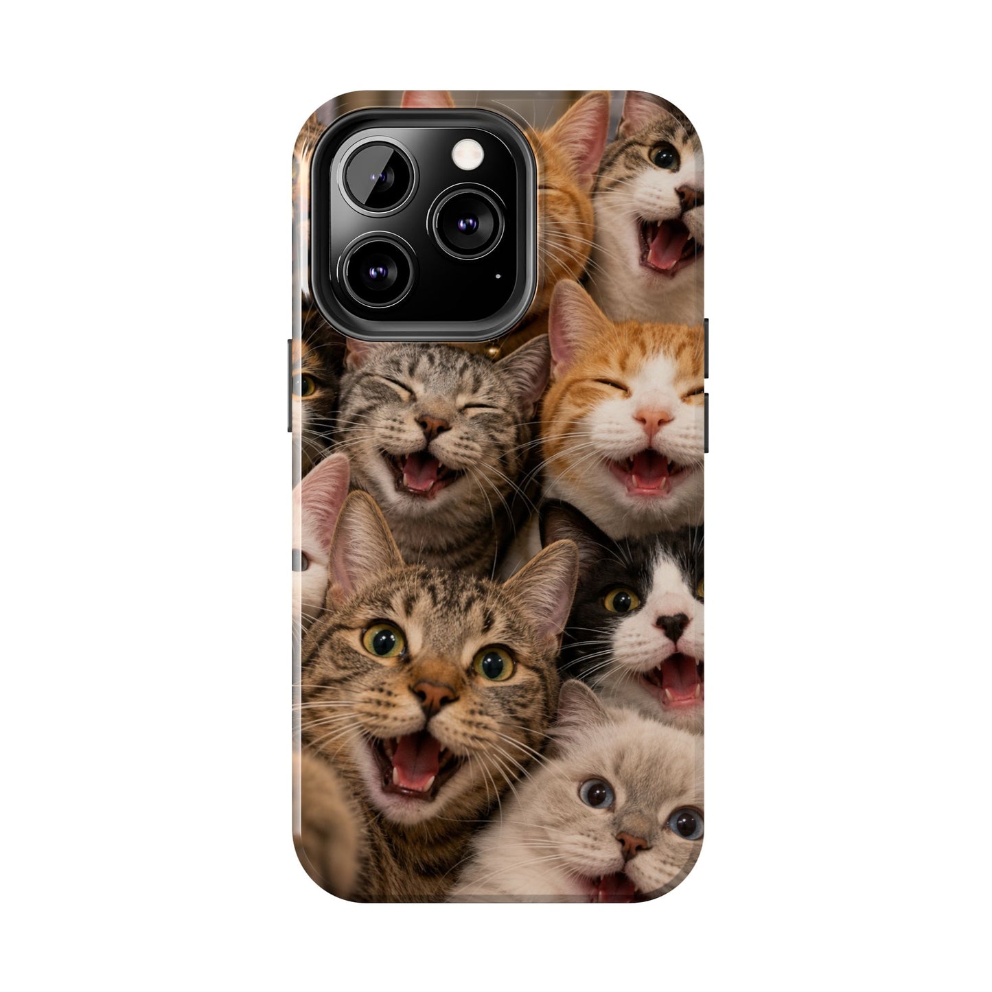 Tough Smiling Cats Collage Phone Case – Cute Cat Faces for iPhone