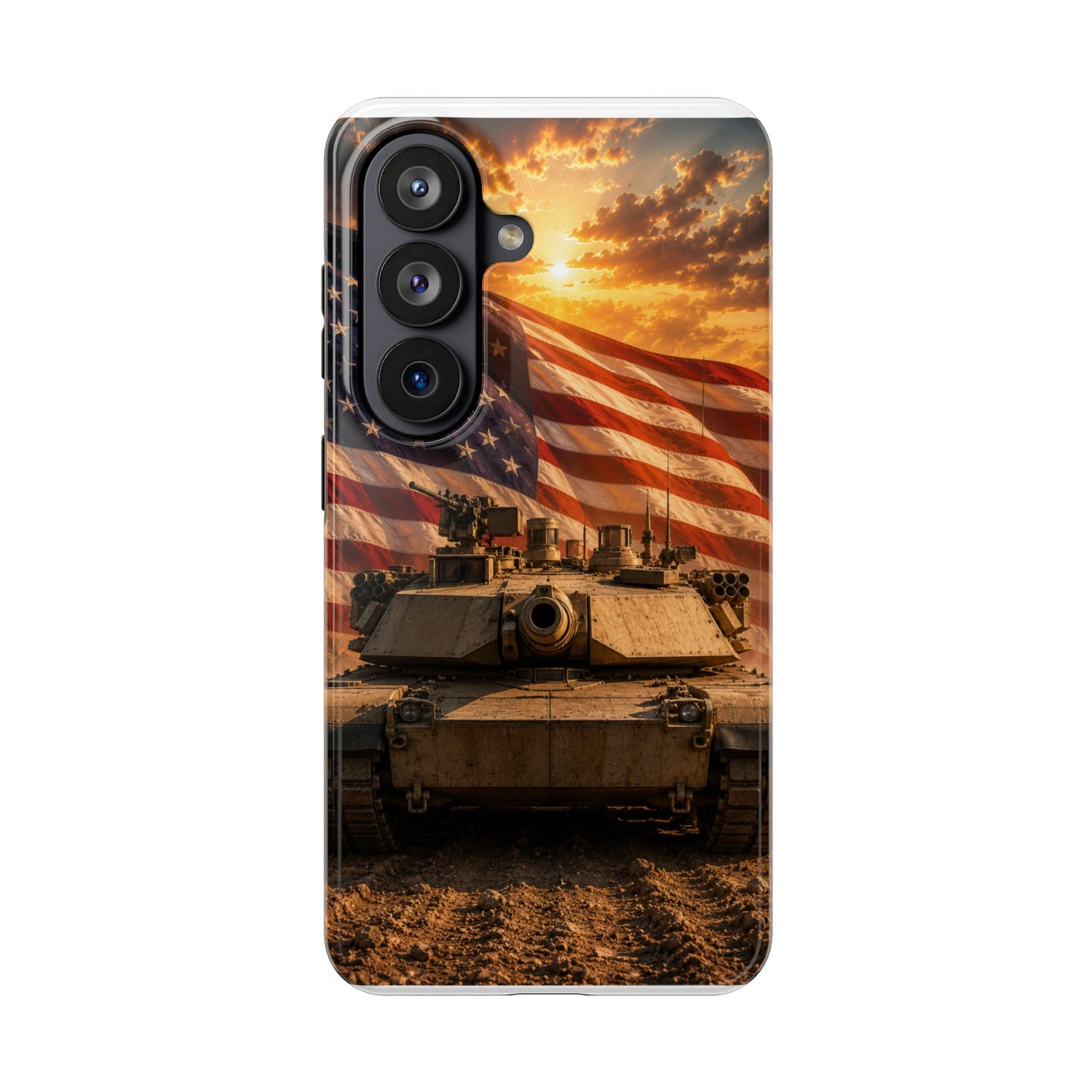 Patriotic Armor Phone Case — Military Tank with American Flag