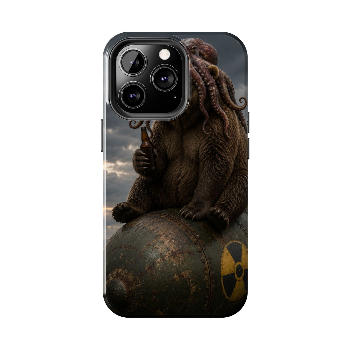 Tough Phone Case — Post‑Apocalyptic Bear with Octopus Helmet on Nuclear Bomb