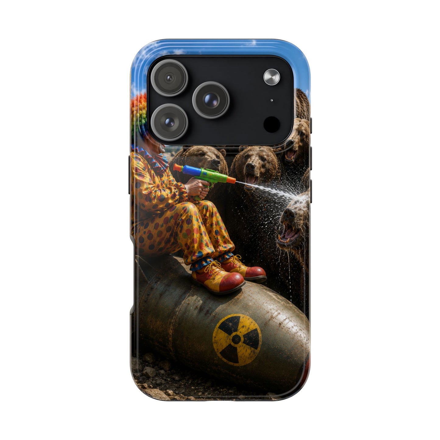 Tough Phone Case — Surreal Clown vs. Bears Protective Phone Cover