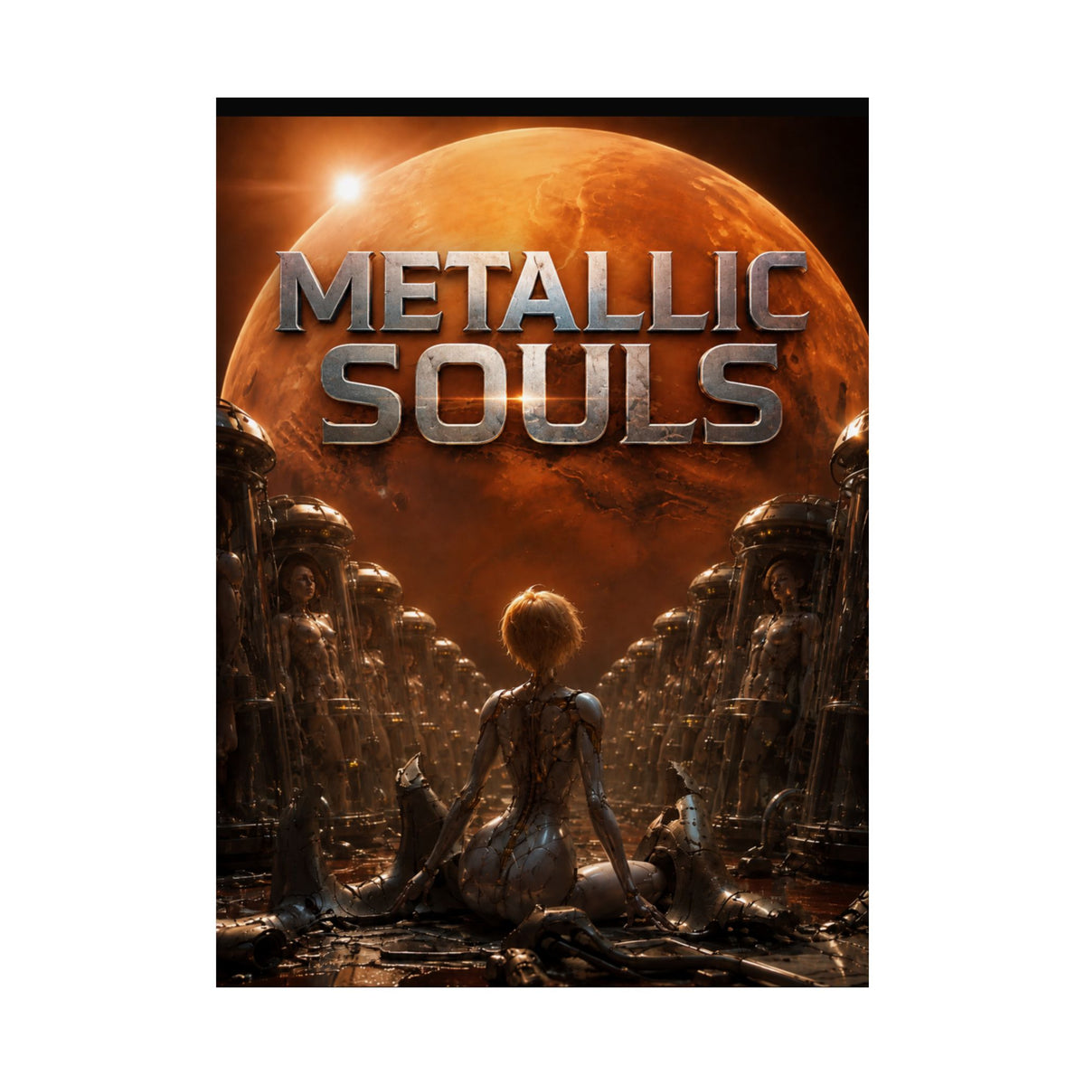 Metallic Souls Matte Poster — Sci‑Fi Planet Artwork
