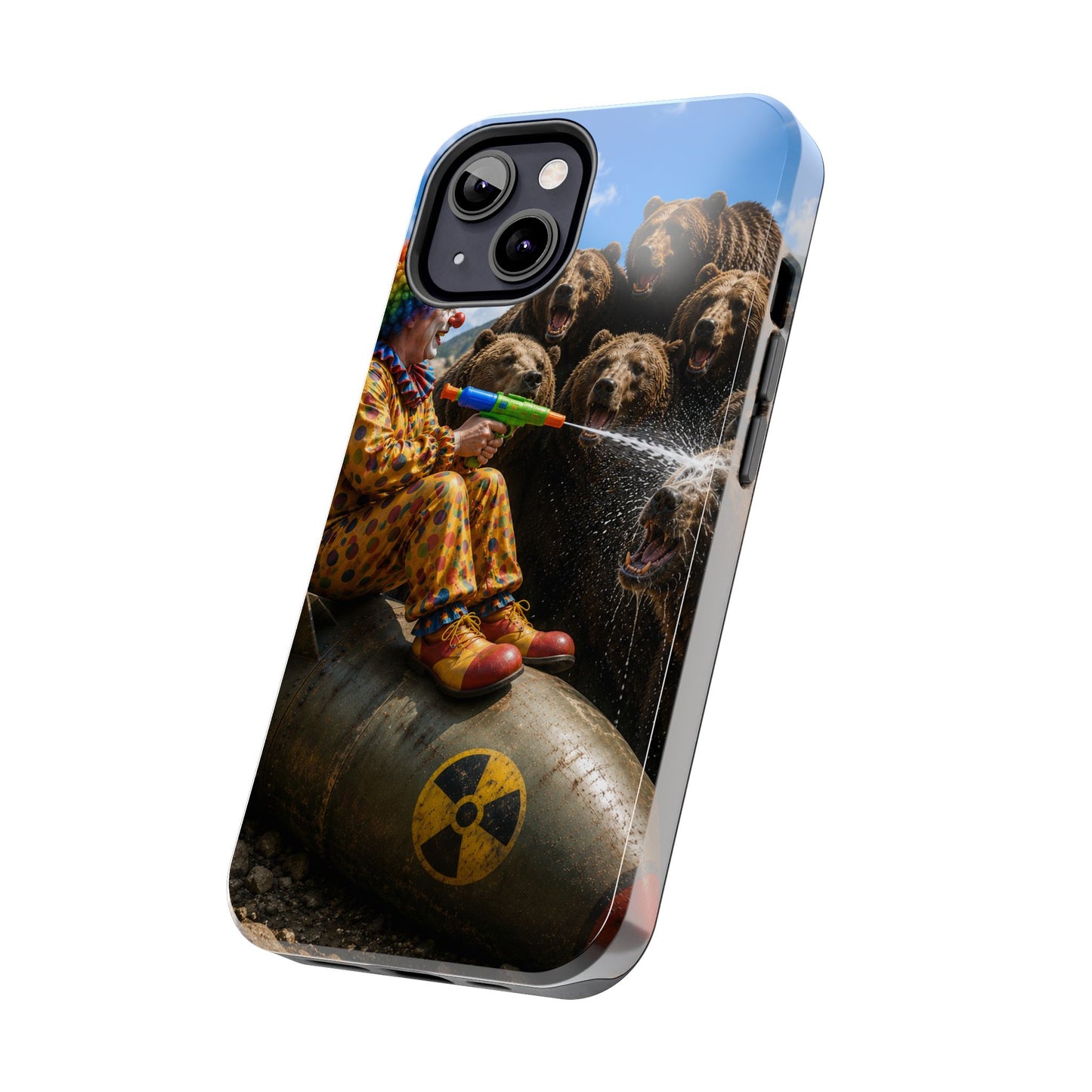 Tough Phone Case — Surreal Clown vs. Bears Protective Phone Cover