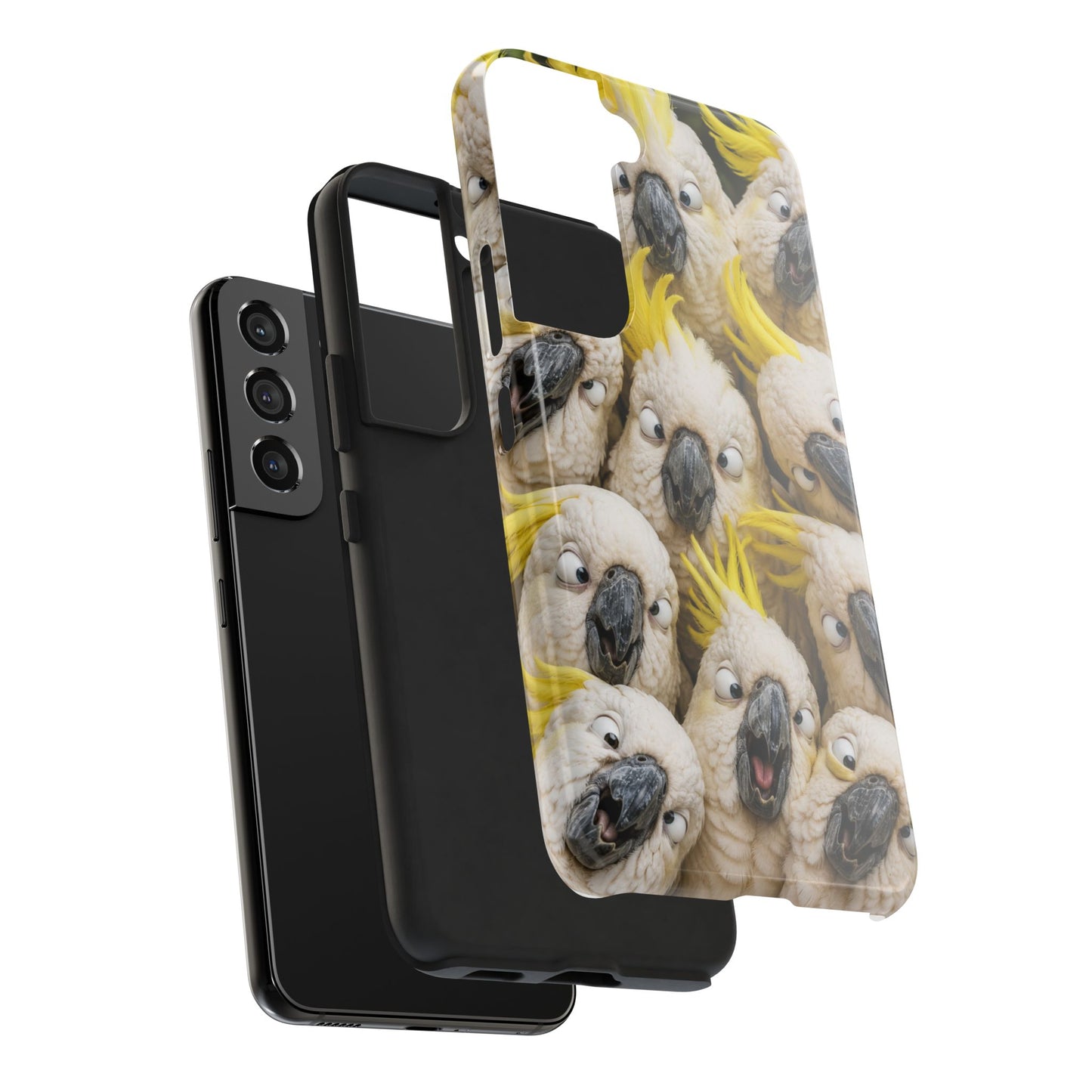 Cockatoo Collage Tough Phone Case — Funny Yellow Crested Bird Protective Phone Cover