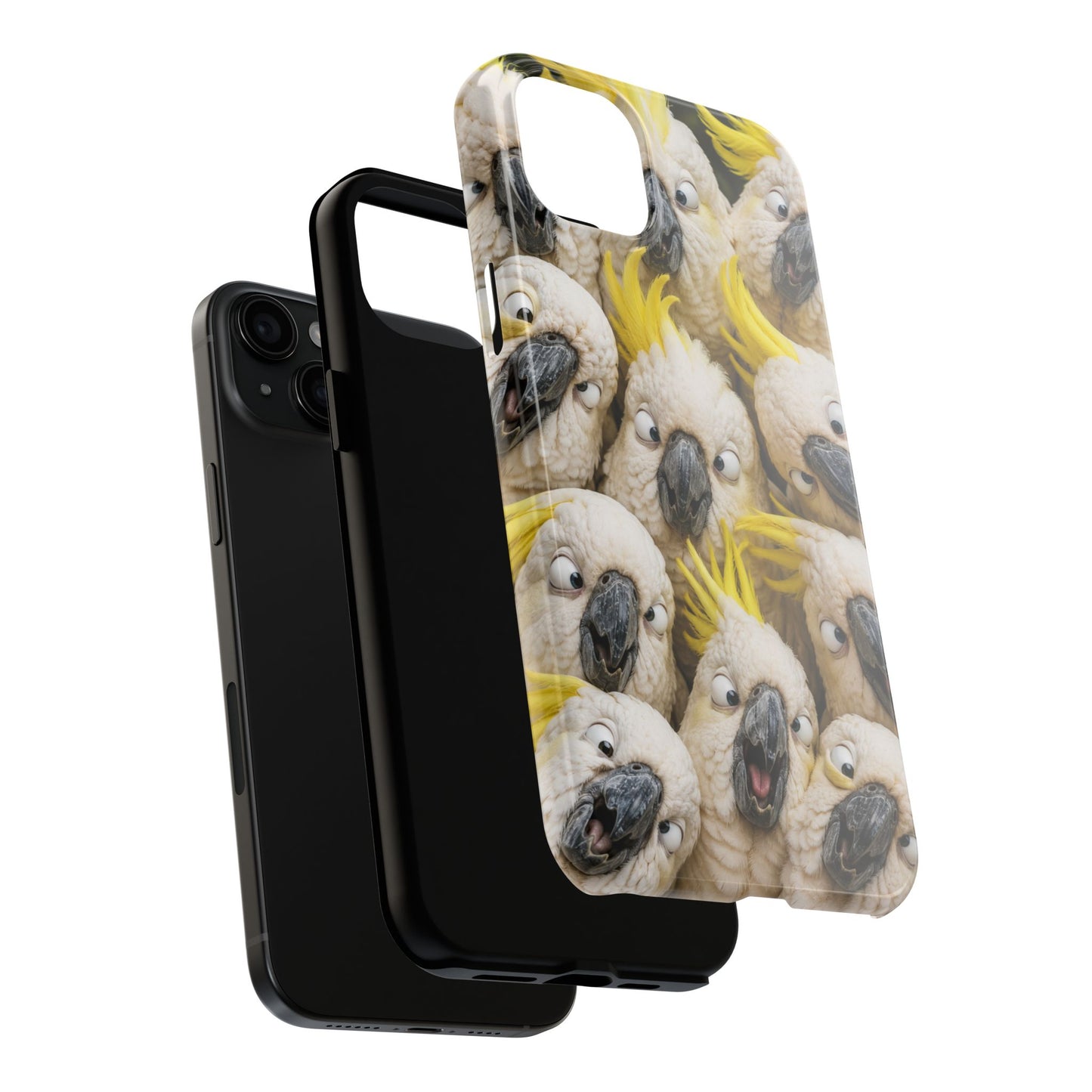 Cockatoo Collage Tough Phone Case — Funny Yellow Crested Bird Protective Phone Cover