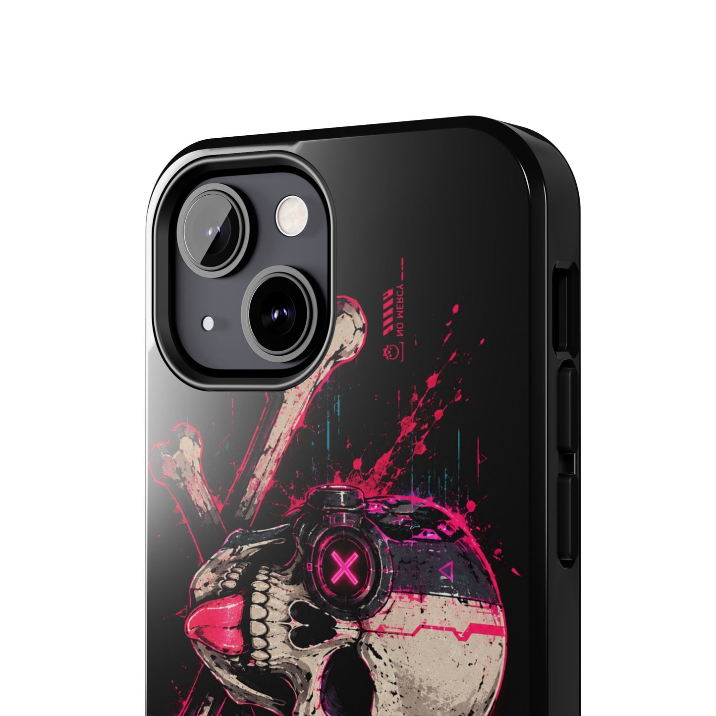 Skull & Crossbones Tough Phone Case — Neon Cyberpunk Skull Design