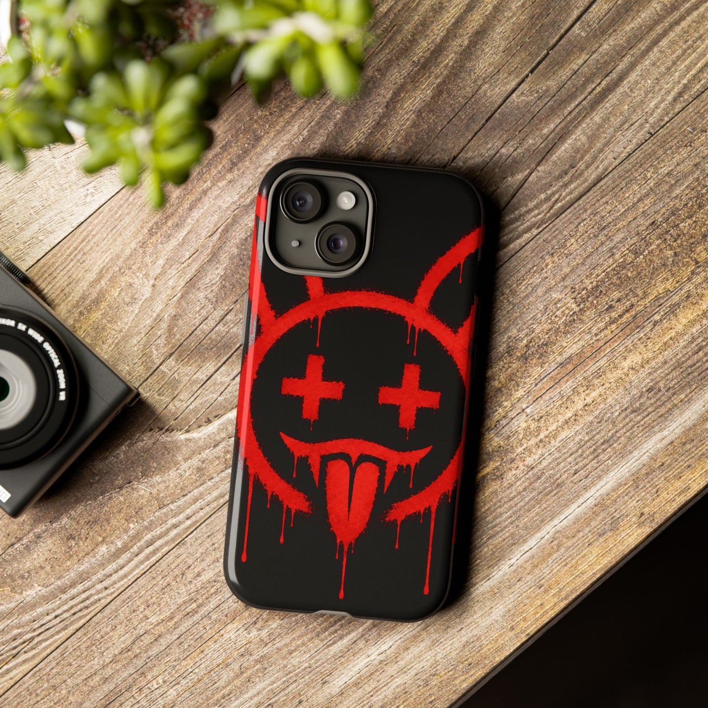 Phone Case - Metallic Souls Red Drip Smiley Graffiti Design