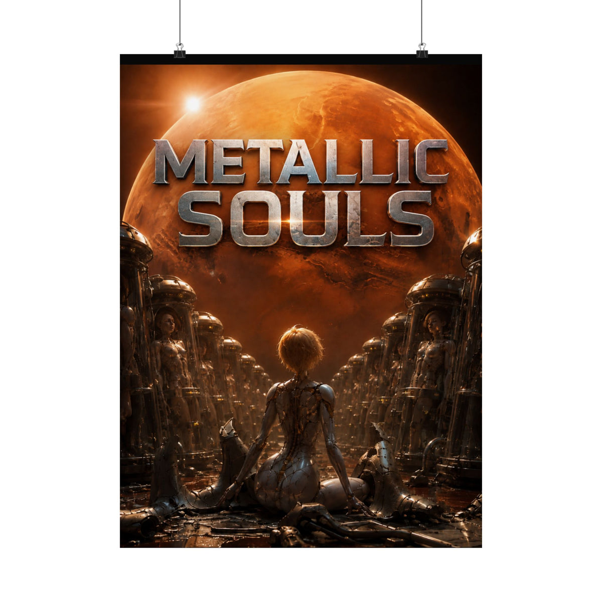 Metallic Souls Matte Poster — Sci‑Fi Planet Artwork