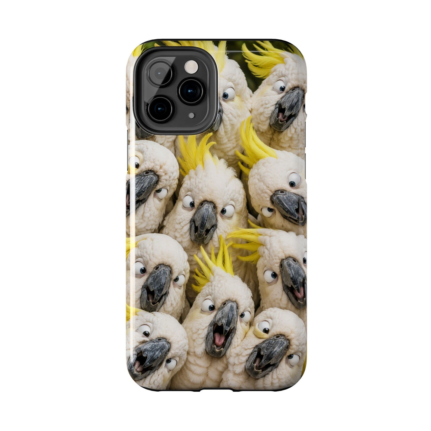Cockatoo Collage Tough Phone Case — Funny Yellow Crested Bird Protective Phone Cover