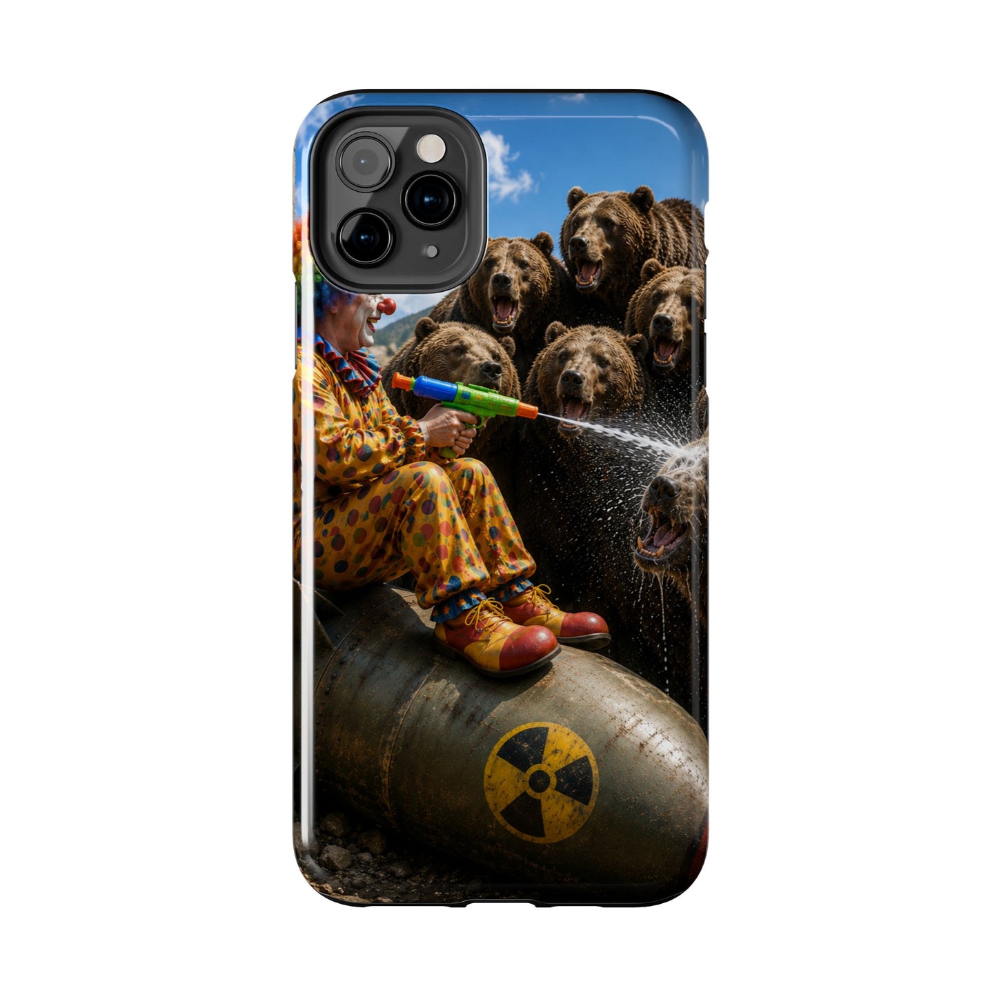 Tough Phone Case — Surreal Clown vs. Bears Protective Phone Cover