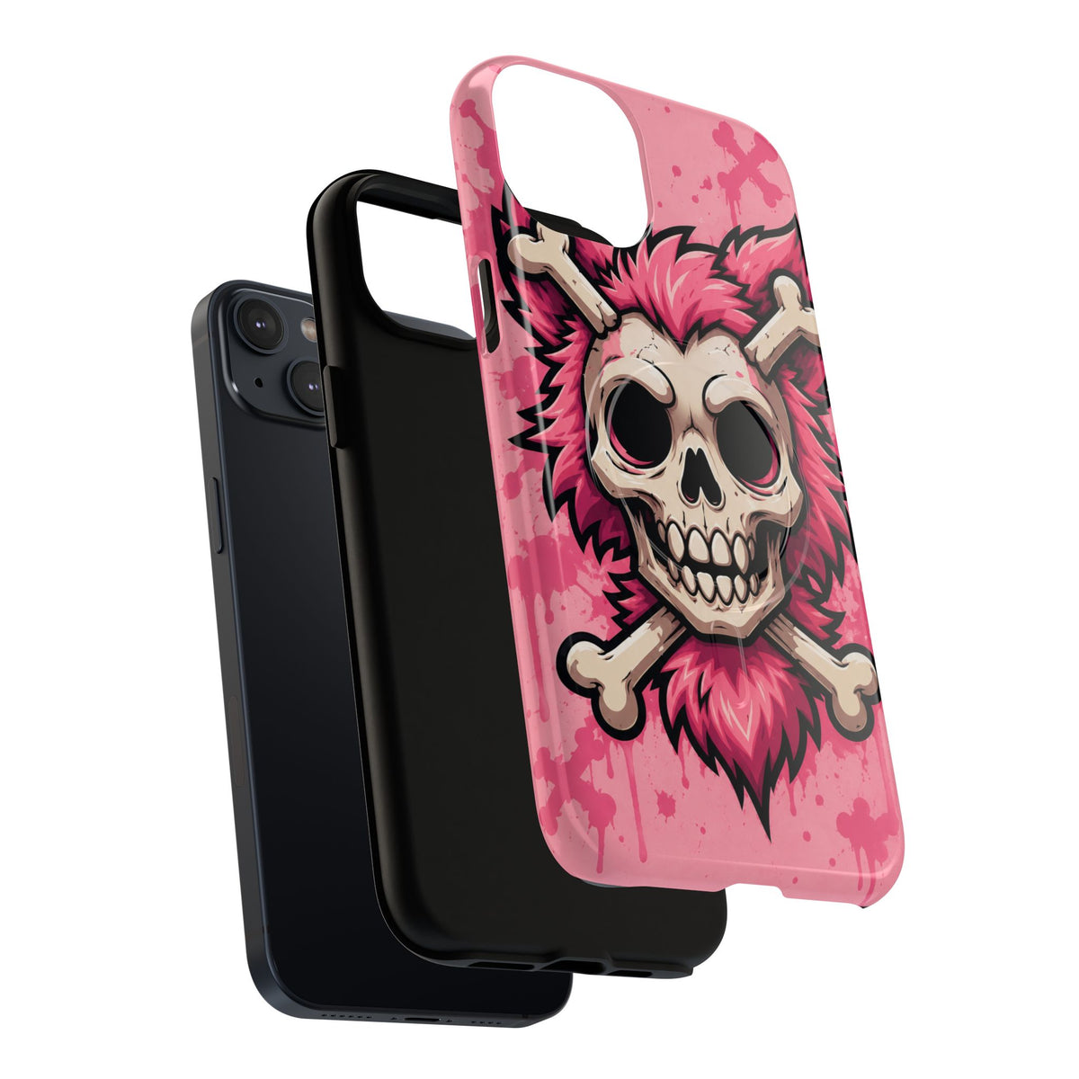 Pink Skull & Crossbones Tough Magnetic Phone Case — Punk Rock Protective Cover