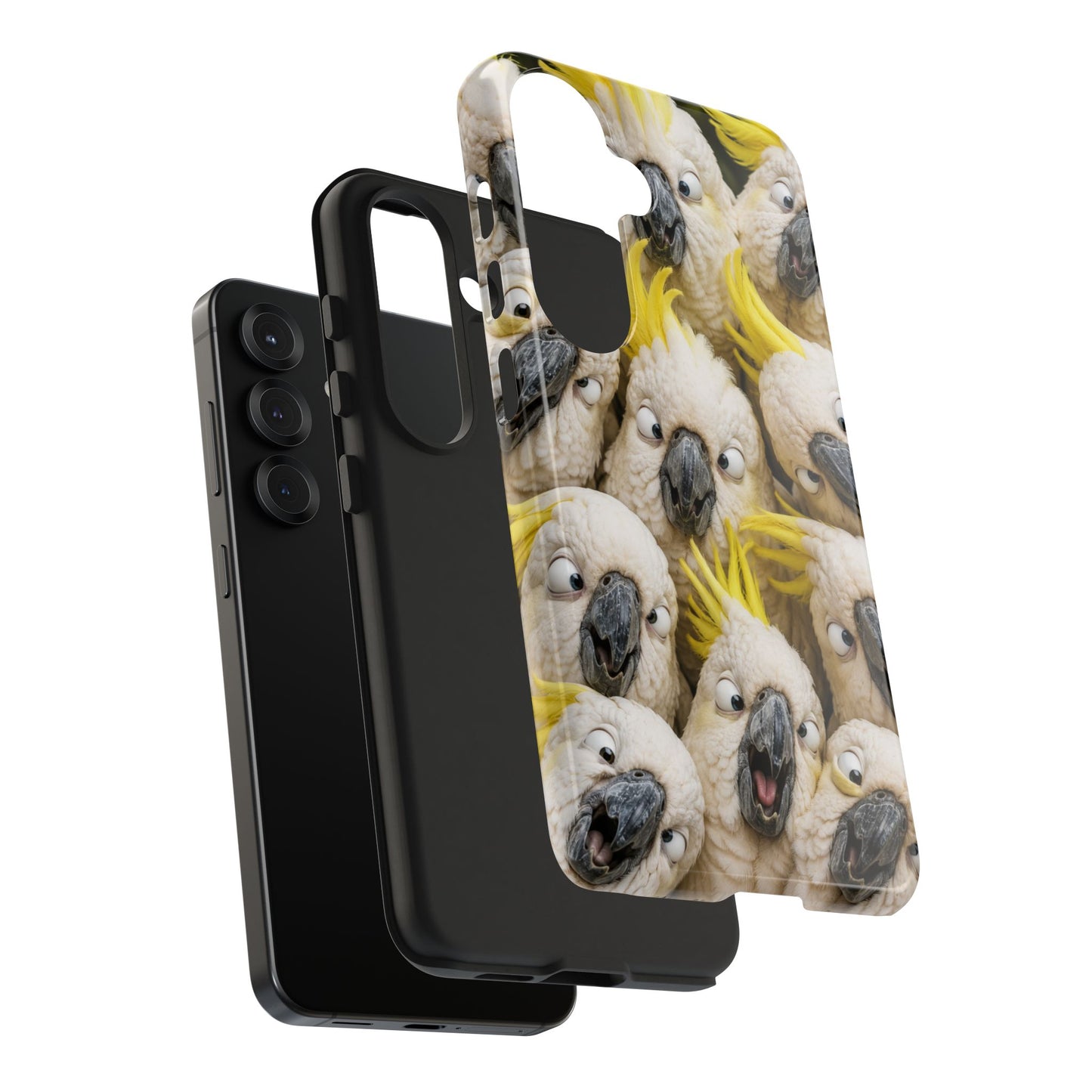 Cockatoo Collage Tough Phone Case — Funny Yellow Crested Bird Protective Phone Cover