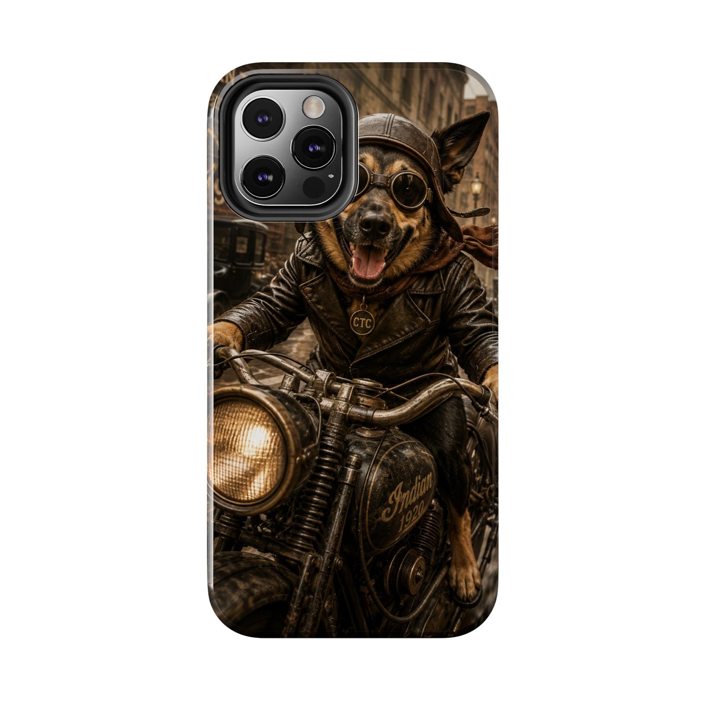 Phone Case — Biker Dog Riding Motorcycle Protective Tough Cover