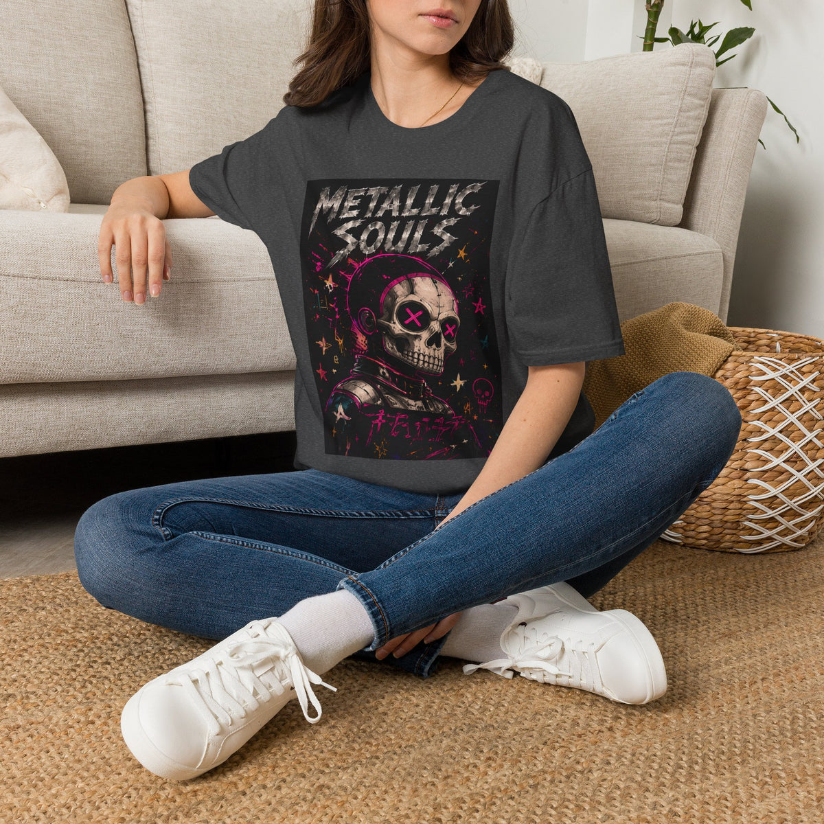 Metallic Souls Skull T‑Shirt — Retro Grunge Rock Tee