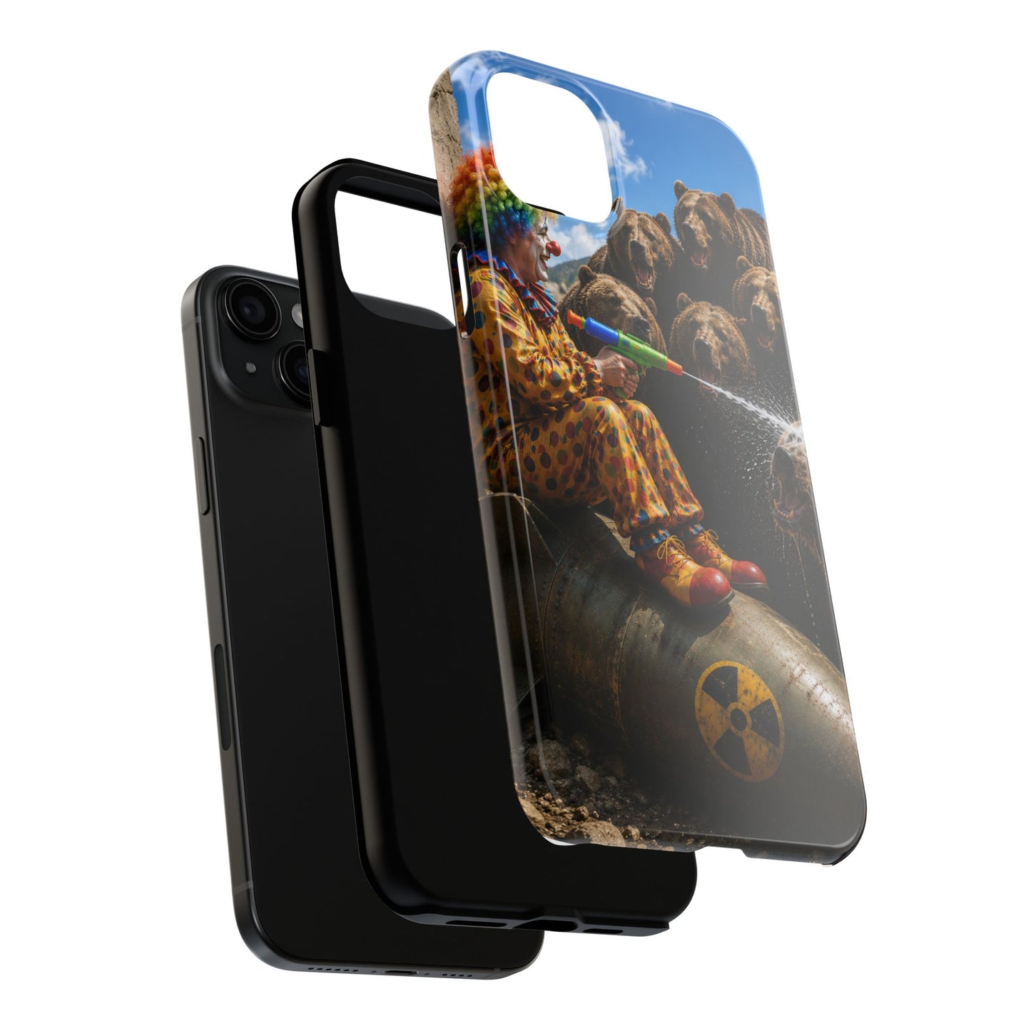 Tough Phone Case — Surreal Clown vs. Bears Protective Phone Cover