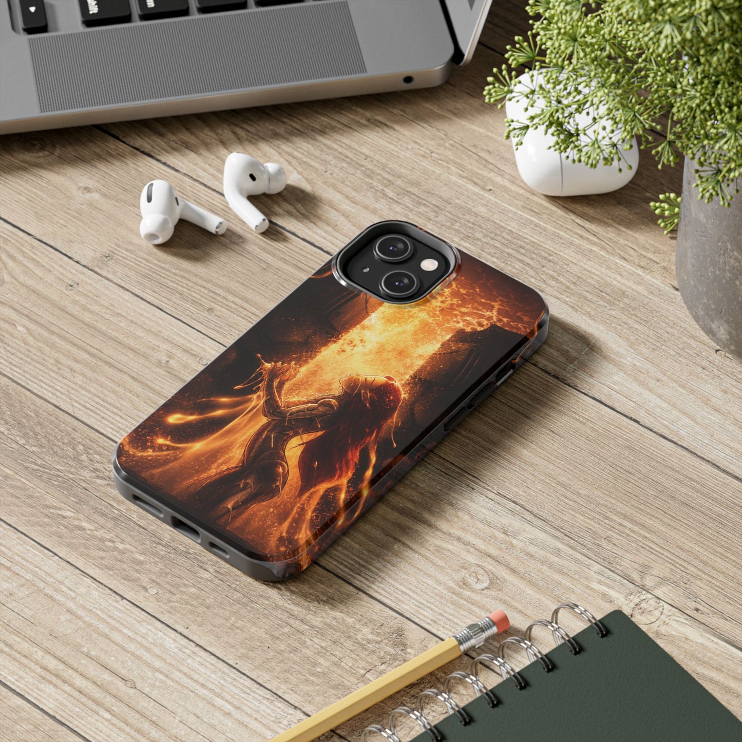 Fiery Phoenix Phone Case — Tough Protective iPhone Cover with Flame Warrior Art
