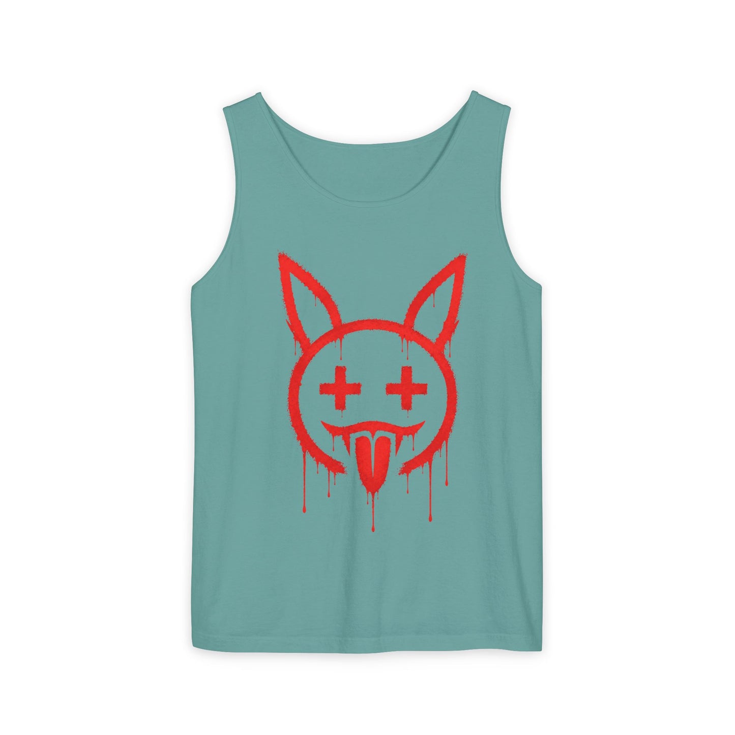 Graffiti Bunny Drip Tank Top,  Distressed Red Stencil Graphic