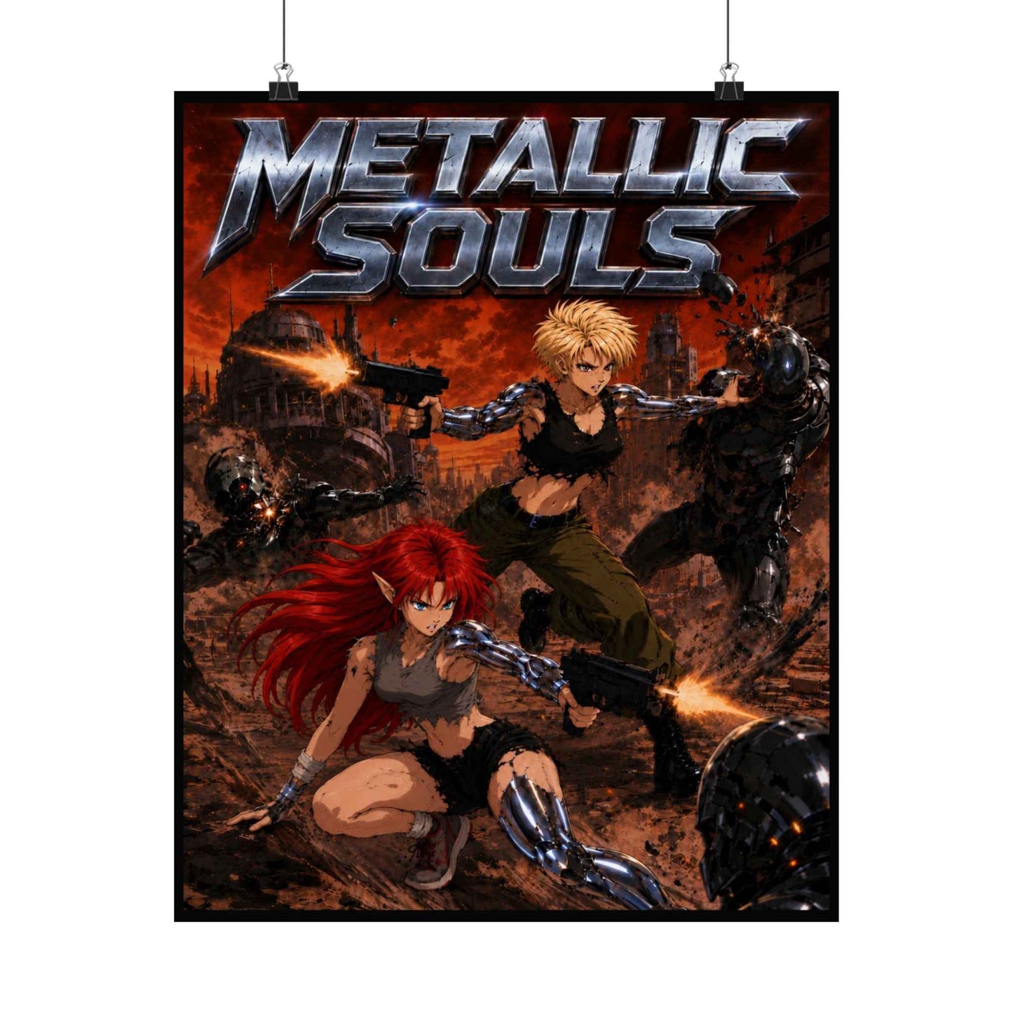 Metallic Souls Poster — Anime Sci‑Fi Action Matte Vertical Print