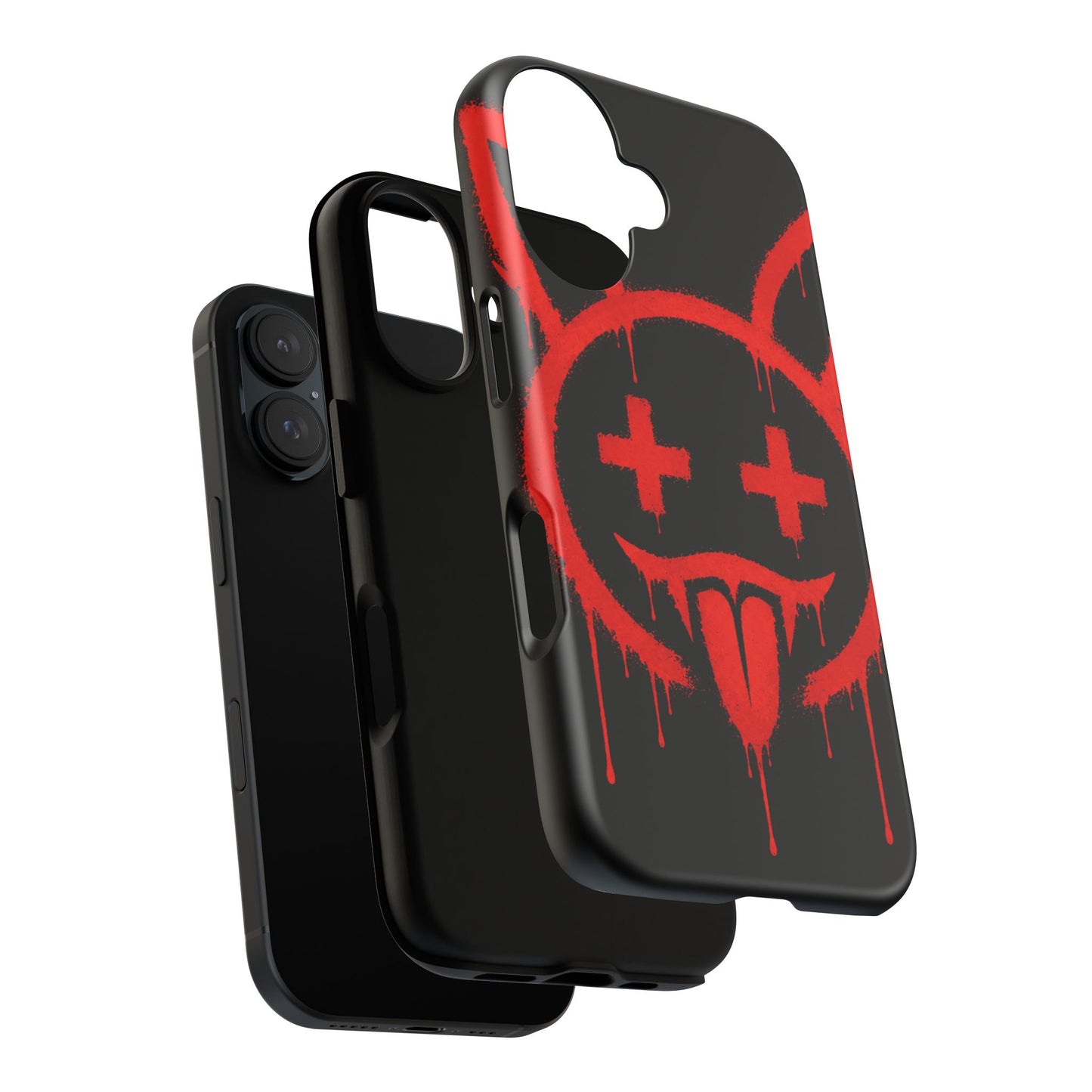 Phone Case - Metallic Souls Red Drip Smiley Graffiti Design