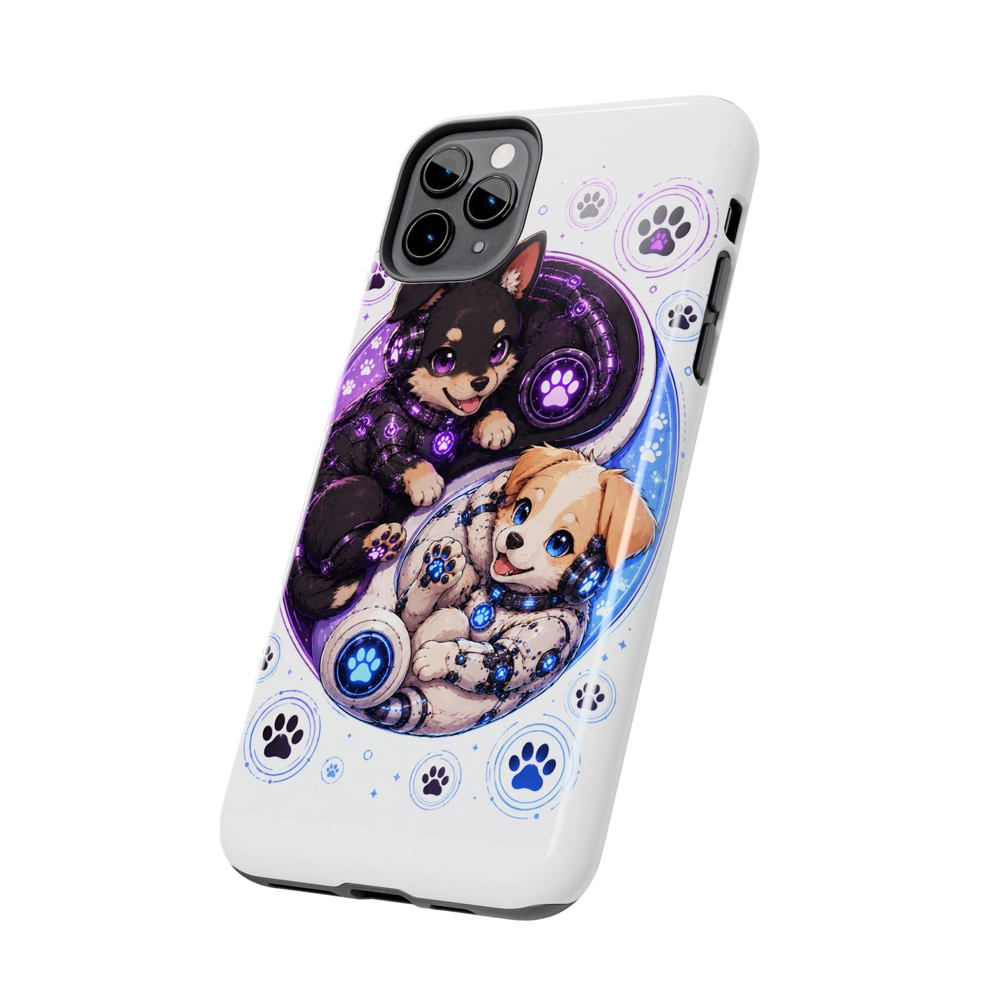 Yin Yang Puppy Tough Phone Case — Cute Paw Print Dog Protector