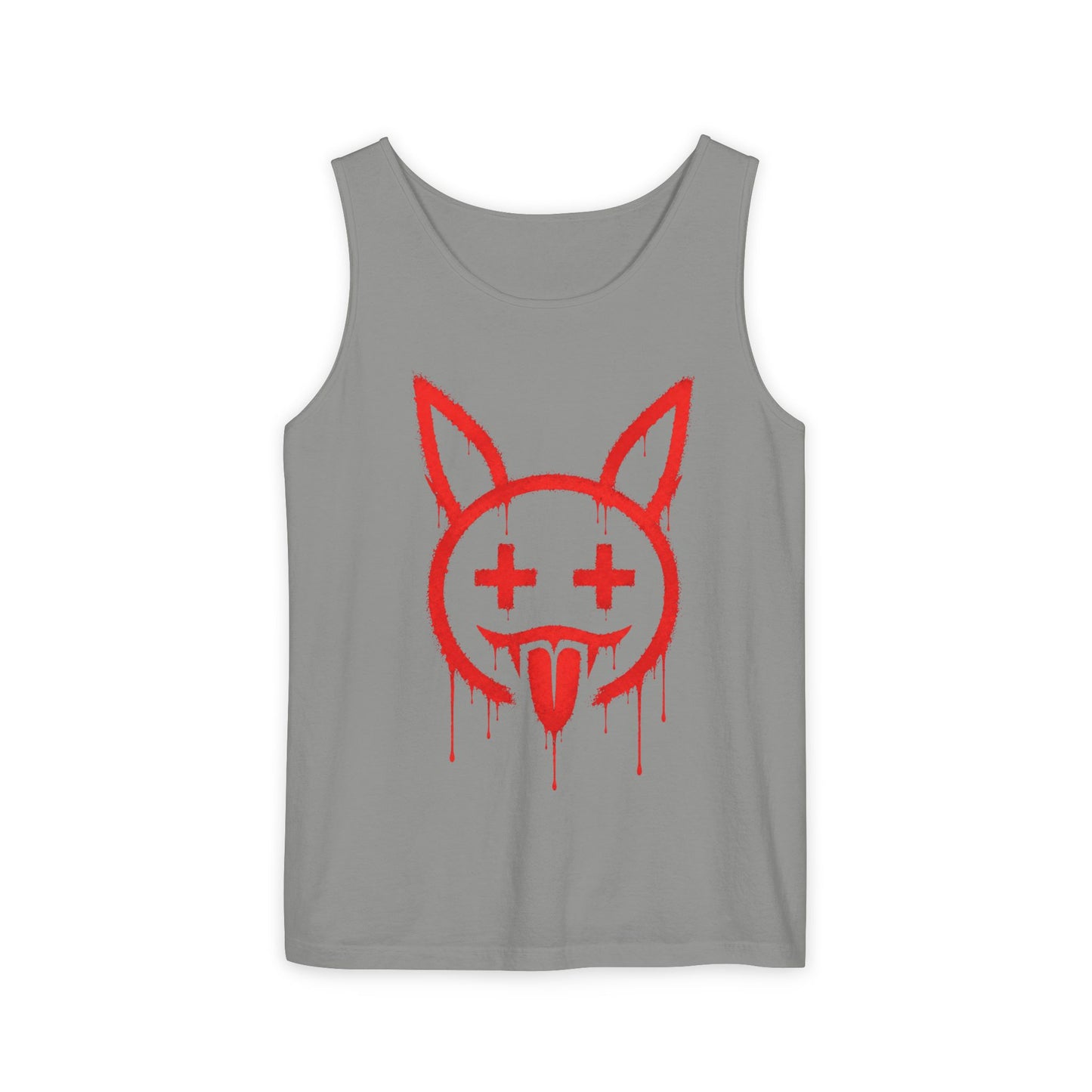 Graffiti Bunny Drip Tank Top,  Distressed Red Stencil Graphic