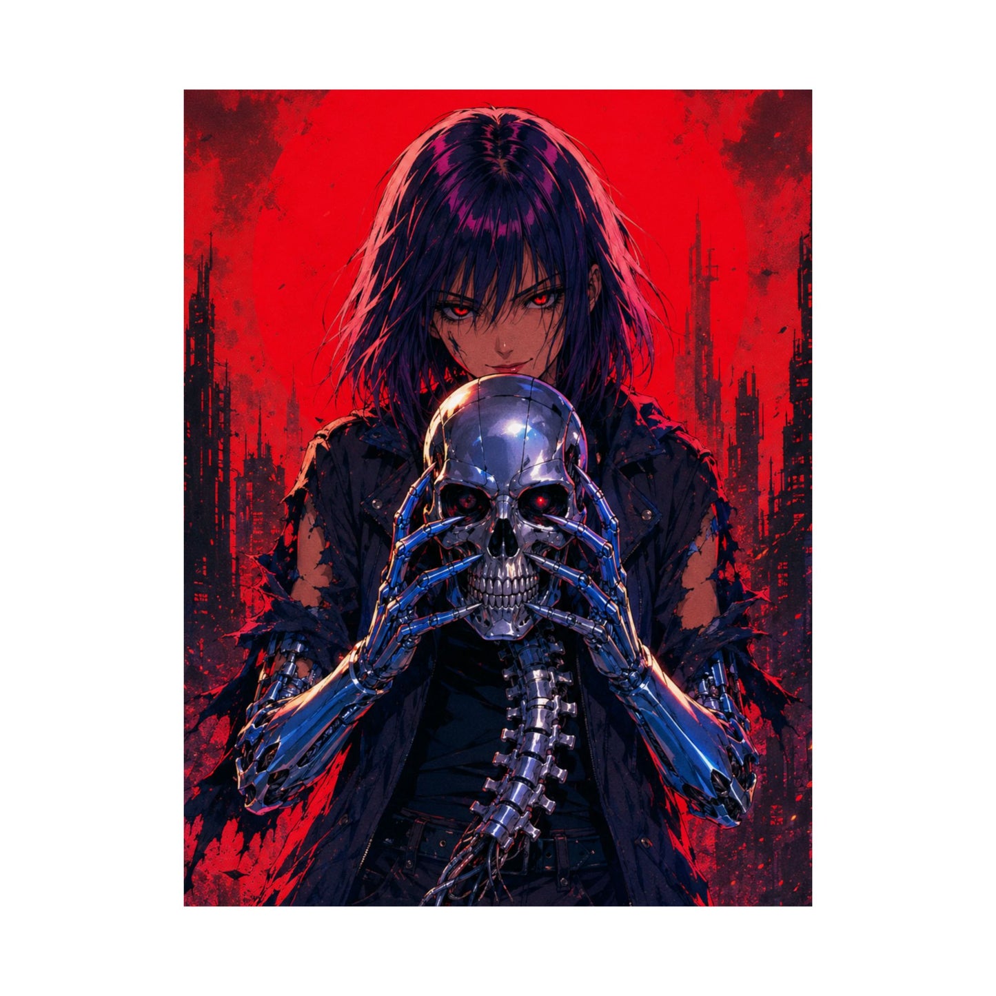 Metallic Souls Skull Poster — Gothic Anime Matte Vertical Wall Art