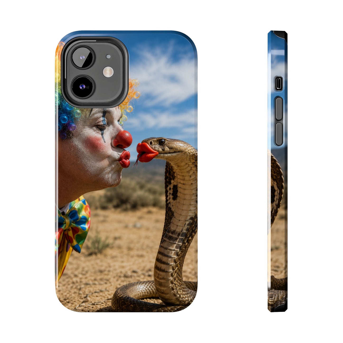 Clown & Cobra Tough Phone Case — Funny Kiss Design, Shockproof Protective Cover